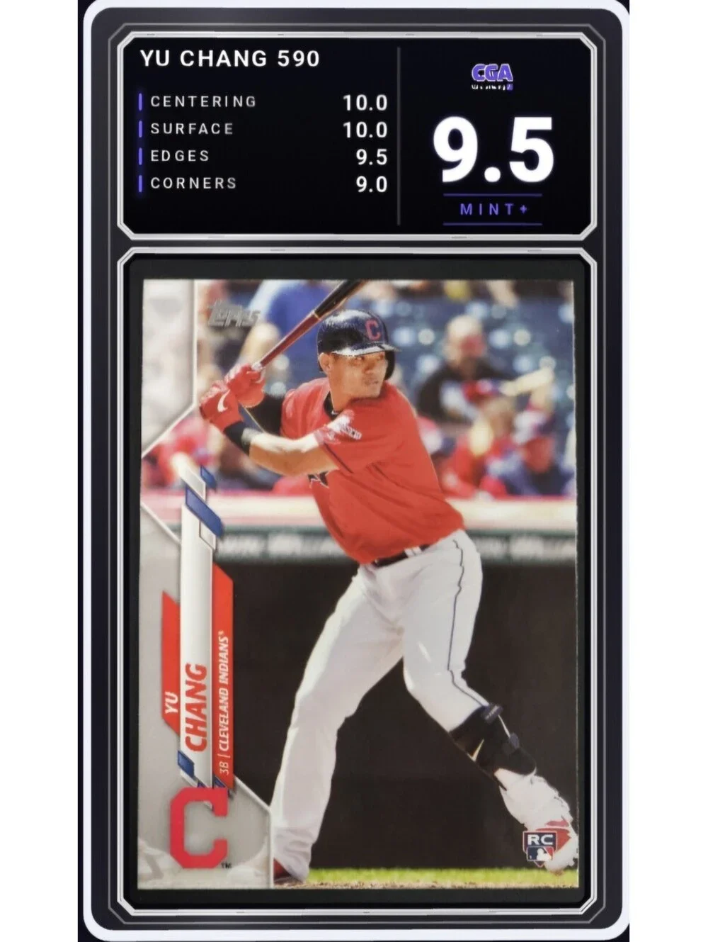 2020 Topps #590 Yu Chang Cleveland Guardians 3B MLB Card - CGA 9.5 Digital Grade